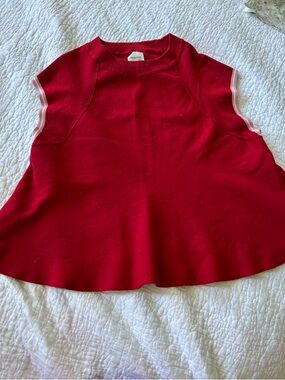Maeve Vibrant Red Ribbed Neck Knit Top